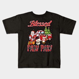 Blessed Paw Paw Red Plaid Christmas Kids T-Shirt